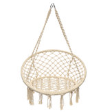 Mesh Hanging Hammock Woven Rope Wooden Bar White Swing Patio Chair Seat Iron Ring+Cotton Rope Mesh Hanging Basket