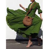 Πουλήθηκε Χρώμα Lace 3/4 Sleeve V Maxi Dress For Women