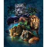 DIY 5D Diamond Paintings Tiger Lion Embroidery Cross Crafts Stitch Tool Kit 
