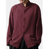 Męskie koszule w stylu vintage z bawełny z długim rękawem