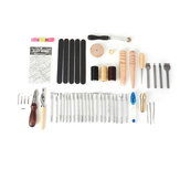 Kit de 50 ferramentas para artesanato em couro, costura à mão, entalhe, perfuração, trabalho de selaria para trabalhar com couro