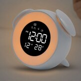 LD908 LED Wake Light Clock Ambient Light Rechargable Alarm Clock with Sunset Mode Digital 12/24 Hour Display