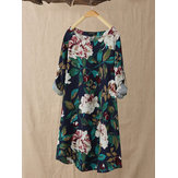 M-5XL Women Floral Print Shirt Mini Dress
