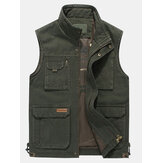 Mens grande tamanho Casual Outdoor Cotton Multi Pocket Function Loose Vest