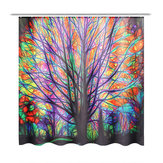 180x180cm Renkli Ağaç Yaprakları Su Geçirmez Banyo Duş Perdesi 12 Kanca ile