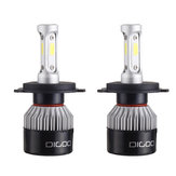 Digoo DG-S2 Car COB LED Headlights Bulbs H4 H7 High Low Beam Fog Lamps 72W 9000LM IP68 6500K White 2PCS PK Nighteye S2