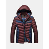 Patchwork Hooded Warm Quilted Padded Puffer Jacket for Men