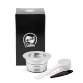 Stainless Steel Refillable Coffee Capsule Cup Reusable Coffee Pods w/ Pods Holder Spoon Brush for Lavazza Blue Coffee Machine