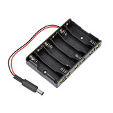 6 x AA-batterijhouder Opberghouder met DC2.1-voedingsaansluiting