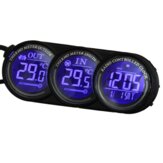 Thermomètre numérique LED bleu pour voiture avec calendrier et horloge intérieure-extérieure