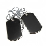 Men Army Style Black 2 Dog Tags Pendant Necklace Ball Chain