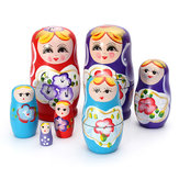 Adorabile set di cinque bambole russe in legno