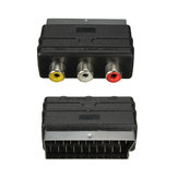 SCART Male Plug To 3 RCA Female AV Audio Video Adaptor Converter For TV DVD