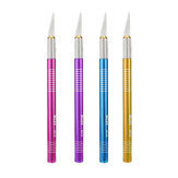 5 parçalı bıçak seti ile renkli metal saplı hobi kesici kalem kesici