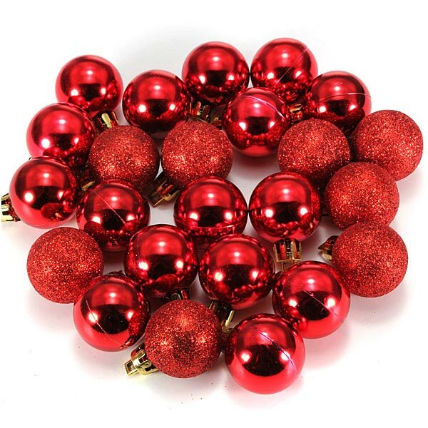 24Pcs Candy Color Plastic Christmas Tree Jewelry Ornament Balls