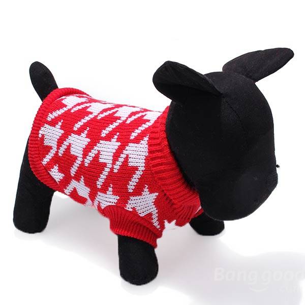 Pet Dog Knitted Breathable Sweater Outwear Apparel Red Black