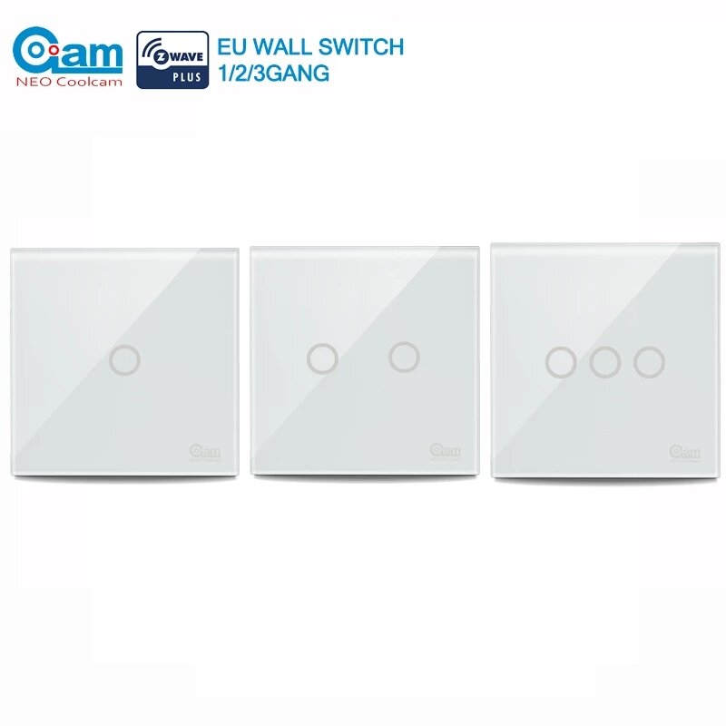 COOLCAM Zwave Smart Light Switch EU 1/2/3CH Touch Sensitive Wall Switch Home Automation Z Wave Wirel