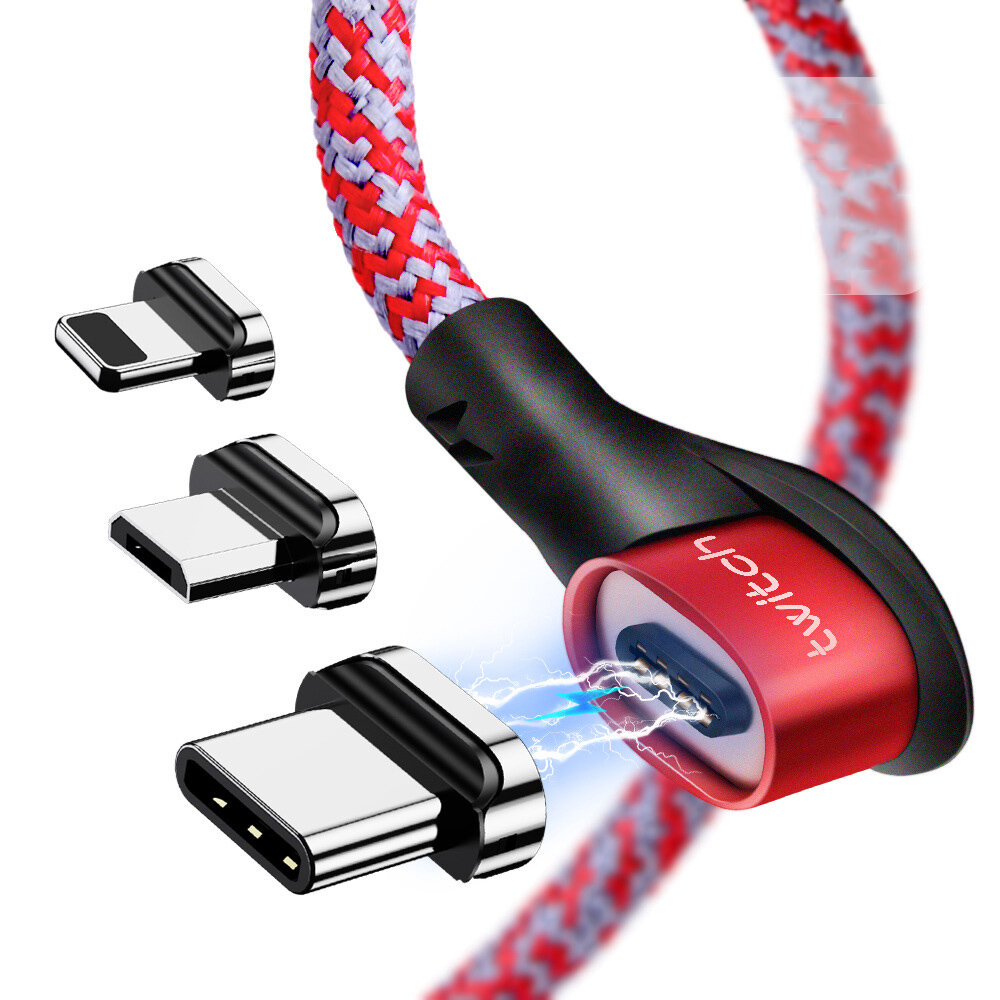 Twitch Elleboog Magnetische Usb-kabel Type-C Micro USB Snel Opladen LED Indicator Roterende Lijn Voo