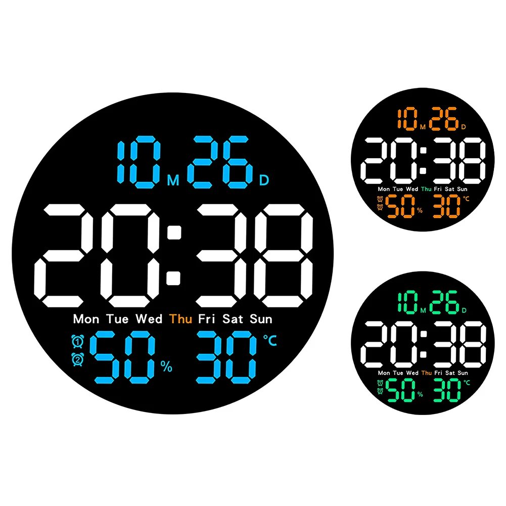 10inch LED Large Digital Wall Clock With Remote Control Auto Dimming 10 Level Brightness Digital Alarm Clock Temperature