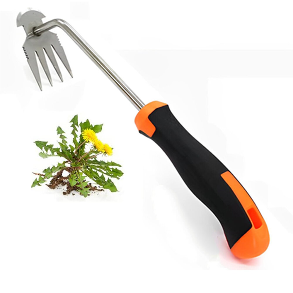 

Garden Weeding Tools Manganese Steel Hand Weeder with Rubber Handle 4 Teeth Dual Purpose Manual Weeding Tool Easy Operat