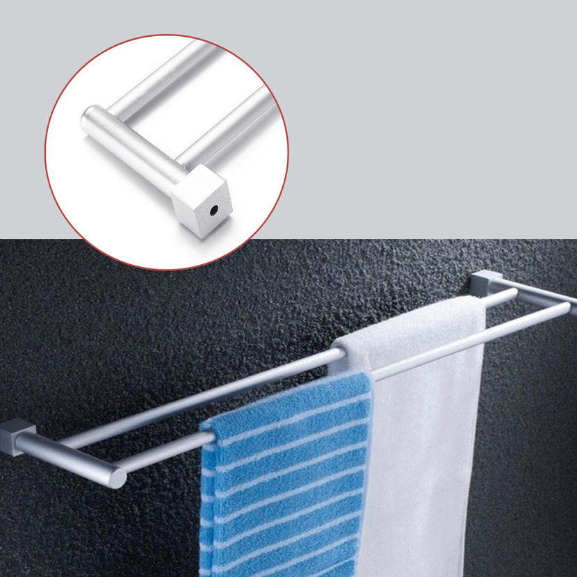 Bathroom Double Towel Rail Rack 2 Bar Space Aluminum Hanger Wall Mounted Towel Shelf Bath Rails Bars Holder, Banggood  - buy with discount