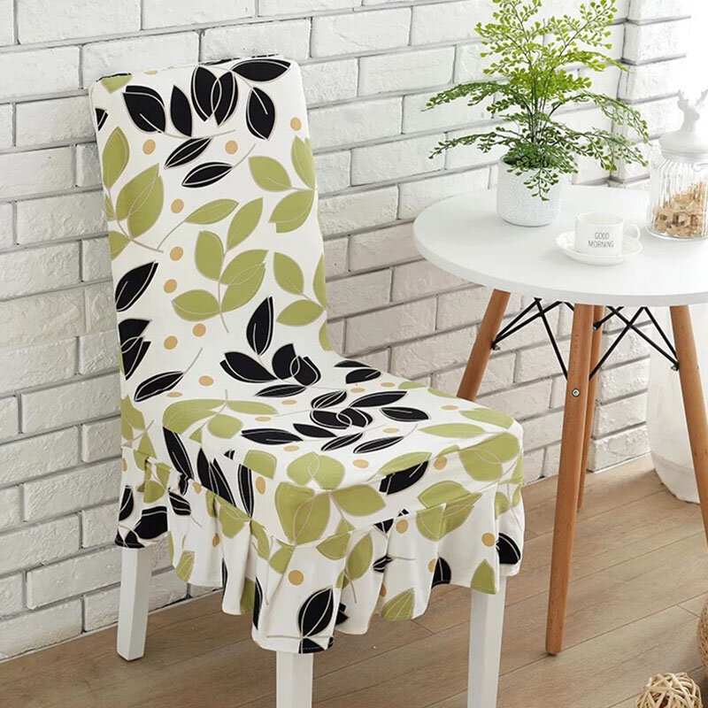 WX-PP5 Elegante bloem elastische stretch stoel bekleding met rok zoom eetkamer thuis bruiloft