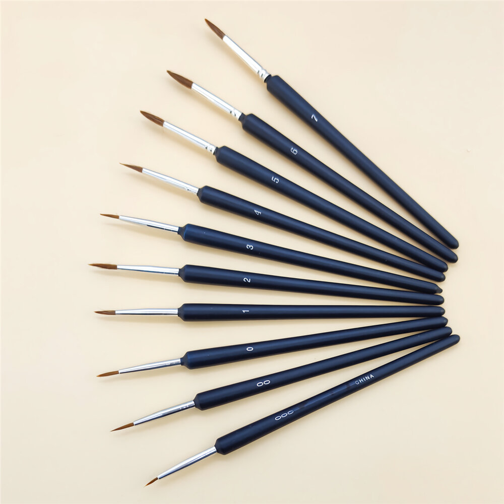 10pcs/set Hook Line Pen Paint Brushes Watercolor Brushes Hair PenGouache Acrylic Oil Painting For Painting Beginner Su