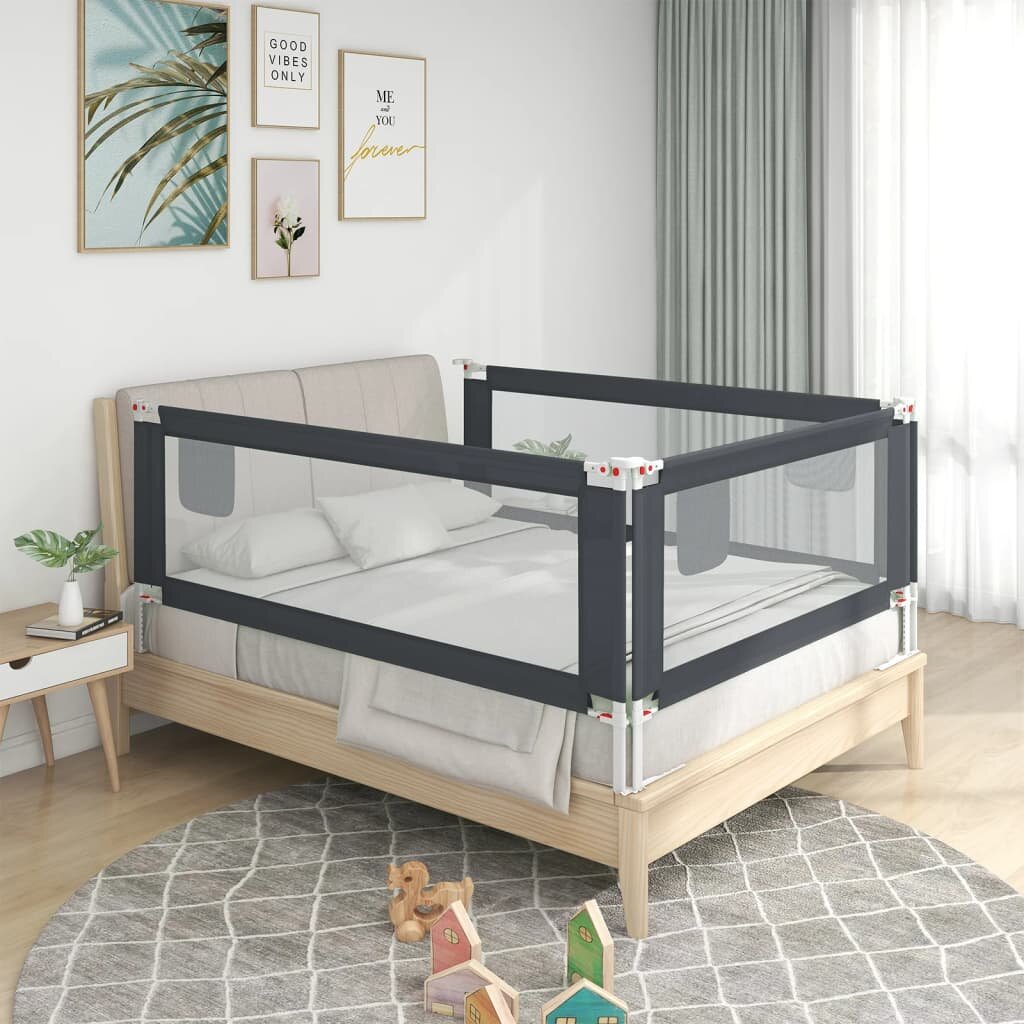 [EU Direct] vidaxl 10227 Toddler Safety Bed Rail Dark Grey 120x25 cm Fabric Polyester Children's Bed Barrier Fence Folda