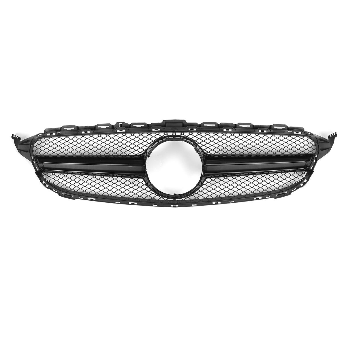 Glanzende zwarte voorbumper Mesh grille Grill voor Mercedes C-klasse W205 15-18
