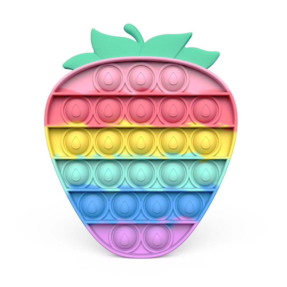 1pc Rainbow Strawberry Bubble Sensory Decompression Artifact Bright Color Fidget Toys Adult Children Sensory Toy To Reli