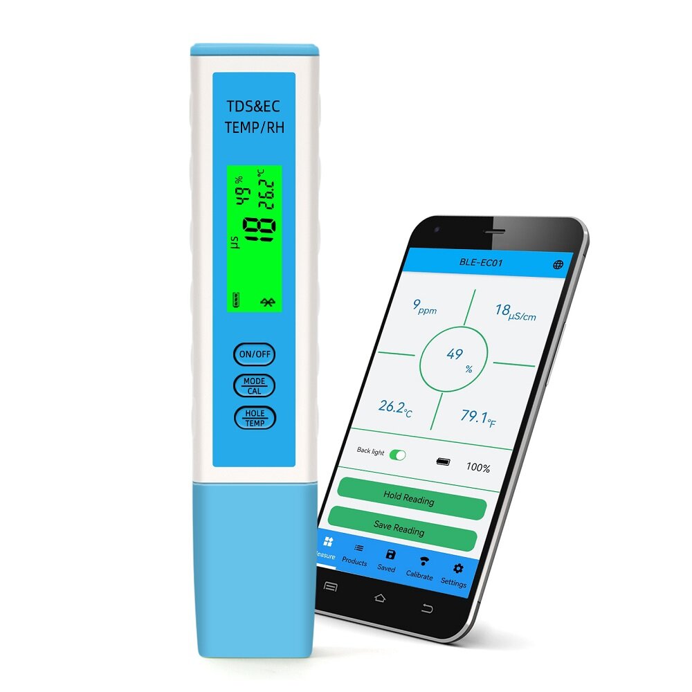 CCOWAY OW-EC01 EC TDS Temperature Humidity Aquaculture Test Pen Drinking Water Test with Bluetooth A