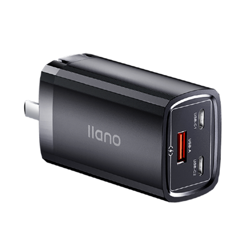 

LLANO LSGaN65-3 GaN R 65W Charger 2C1A Dual USB-C / 1 USB-A 3 Ports PD3.0 Huawei SCP Fast Charging Wall Charger for Lapt