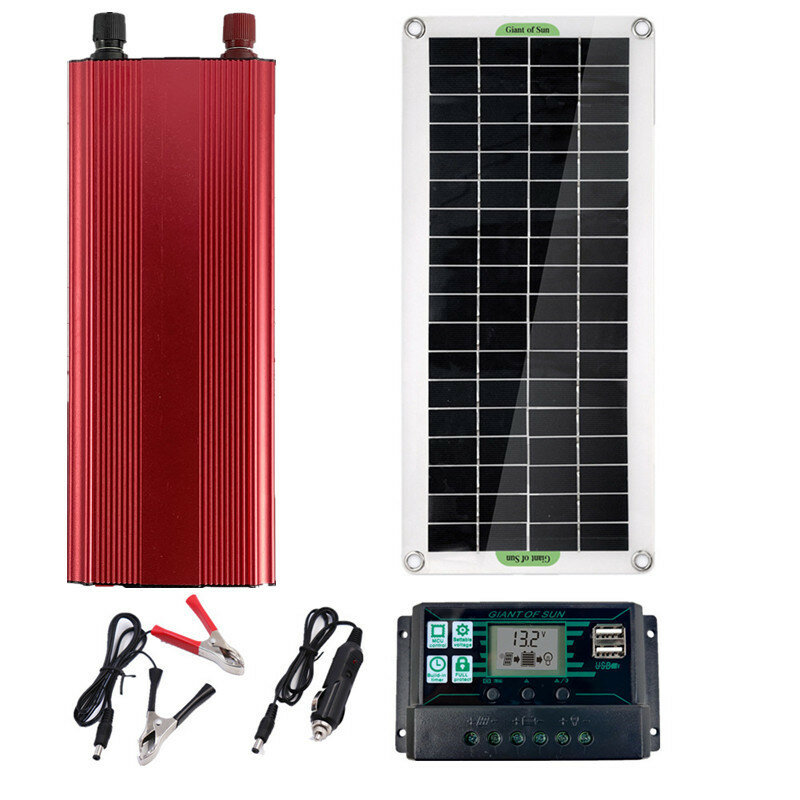 

30W True Power Solar Power System Solar Panel With 220V 2000W Inverter Solar Charge Controller Battery Car Inverter