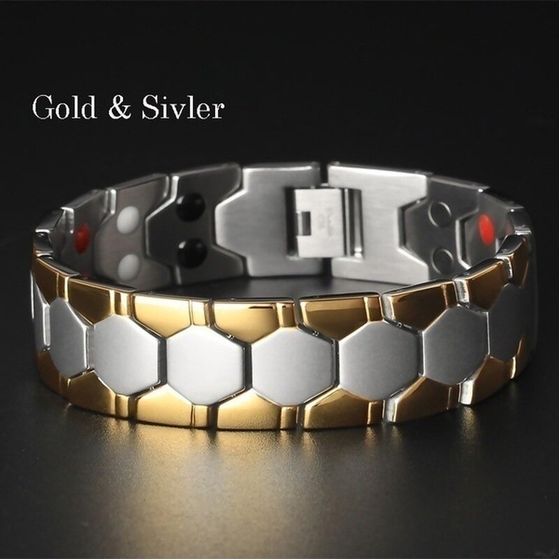 Trendy Luxury Detachable Magnet Hexagon Shape Alloy Bracelets