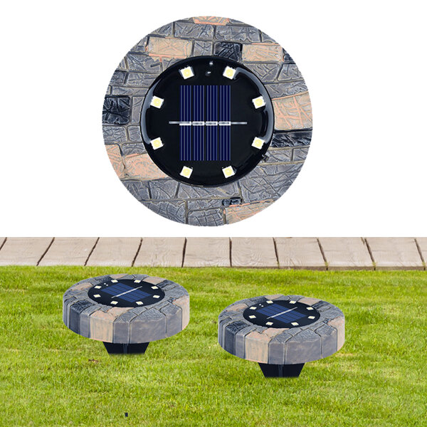 XANES® 8/16 LED Garden Solar Light Simulation Stone Spotlight Waterproof Camping Light Lawn Decorative Light