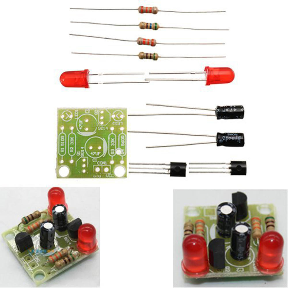 5pcs DC 3-14V DIY Simple LED Red Flashlight Circuit Kits DIY Multiharmonic Oscillating Electronic Circuit Sets PCB Board