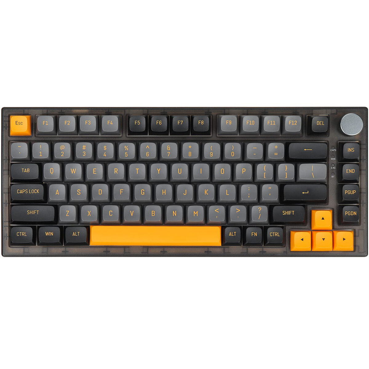 FEKER IK75 Ultra Triple Mode Mechanical Keyboard 82 Keys Black Case RGB Backlit with Multifunction Knob bluetooth/ 2.4GHz/ USB Wired Triple Modes Double Shot PBT Keycaps CSA Profile Hot-Swappable Switch for Mac Windows