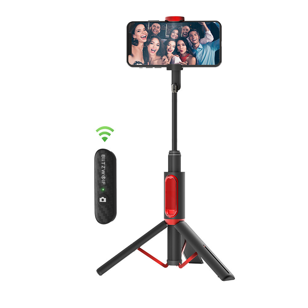 BlitzWolfÂ® BW-BS10 All In One Draagbare Bluetooth Selfie Stick Verborgen telefoonklem met intrekbaar statief