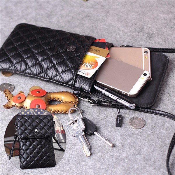 Image of Universal 6 Zoll Mini PU Doppeldeck Brieftasche Umhngetasche Fr iPhone Xiaomi Huawei Samsung