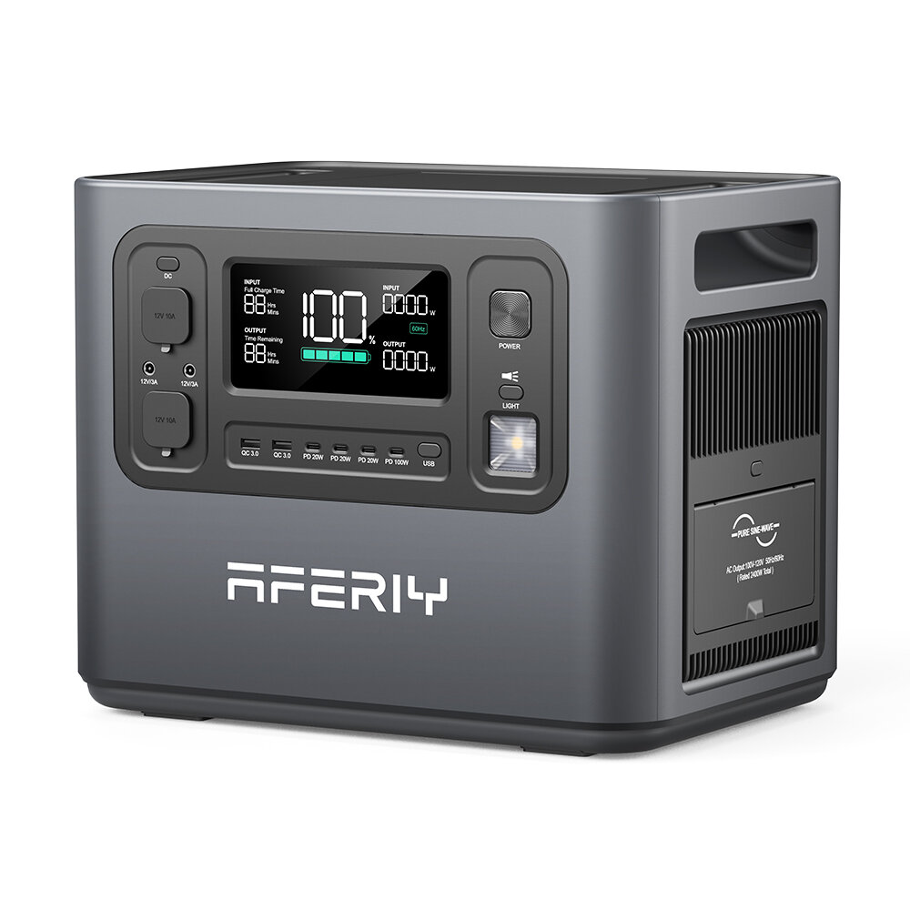 [EU Direct] Aferiy P210 2400W 2048Wh LiFePO4 Battery Portable Power Station UPS Pure Sine Wave, 13 Output Ports,1.5 Hours Fast Charging, Solar Generator for Outdoor Camping RV Home Emergency Backup Power EU Plug