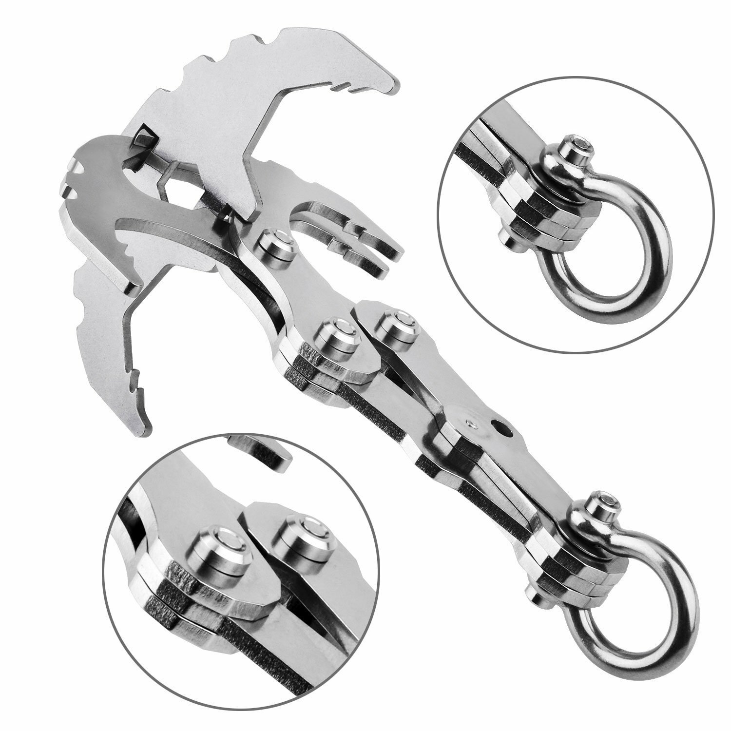 Folding Gravity Grappling Hook Outdoor Climbing Claw Clasp Survival Carabiner Tool Set
