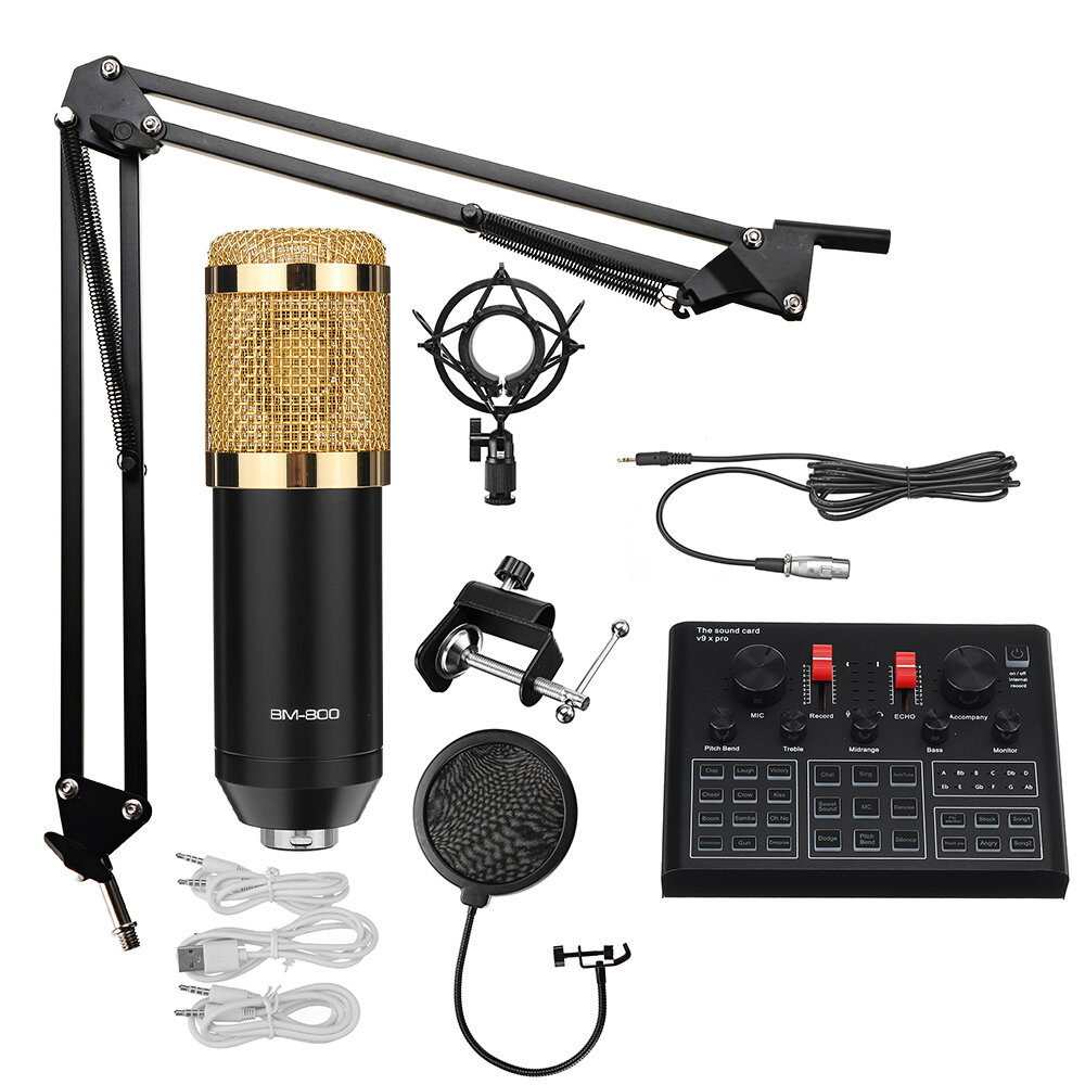 BM800 Condenser Microphone Sound Card V9X PRO Mixer Live Streaming Broadcast Recording Mic BM800 Kit