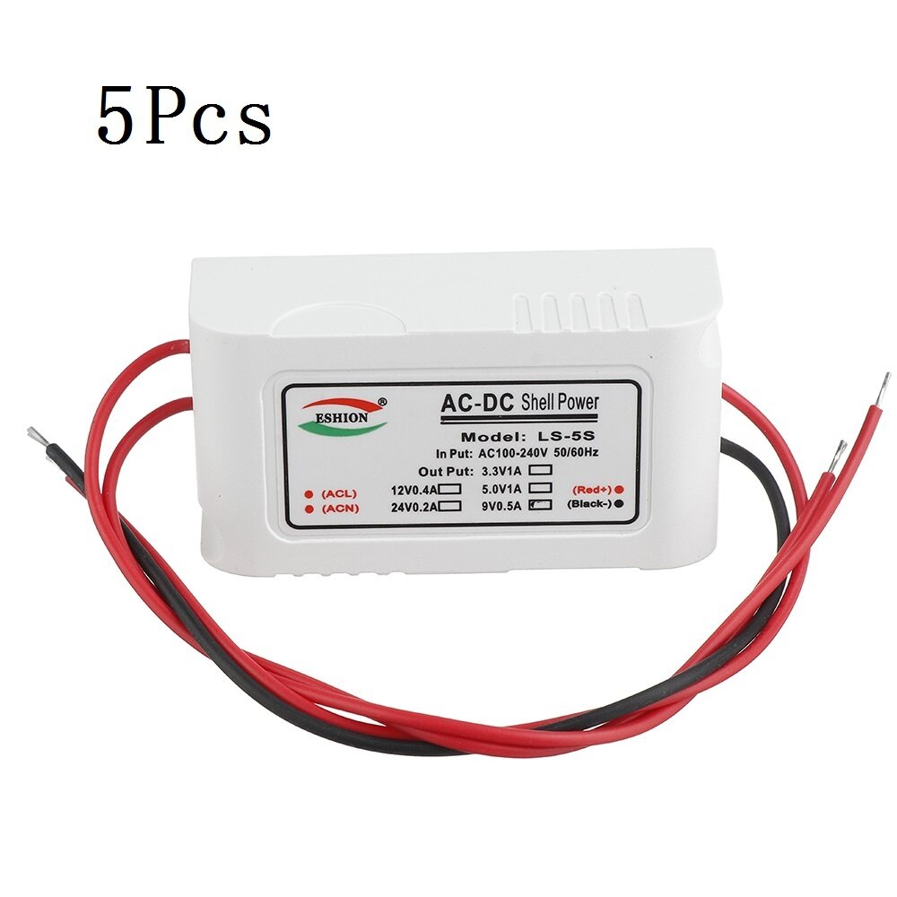 

5Pcs Yushun LS-5S 9V 5W AC to DC Switching Power Supply Module Monitoring Power Supply with White Shell