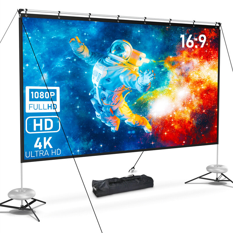 Ekran projekcyjny Pixthink 120 cali ze stojakiem 4K 16:9 HD z EU za $60.69 / ~252zł