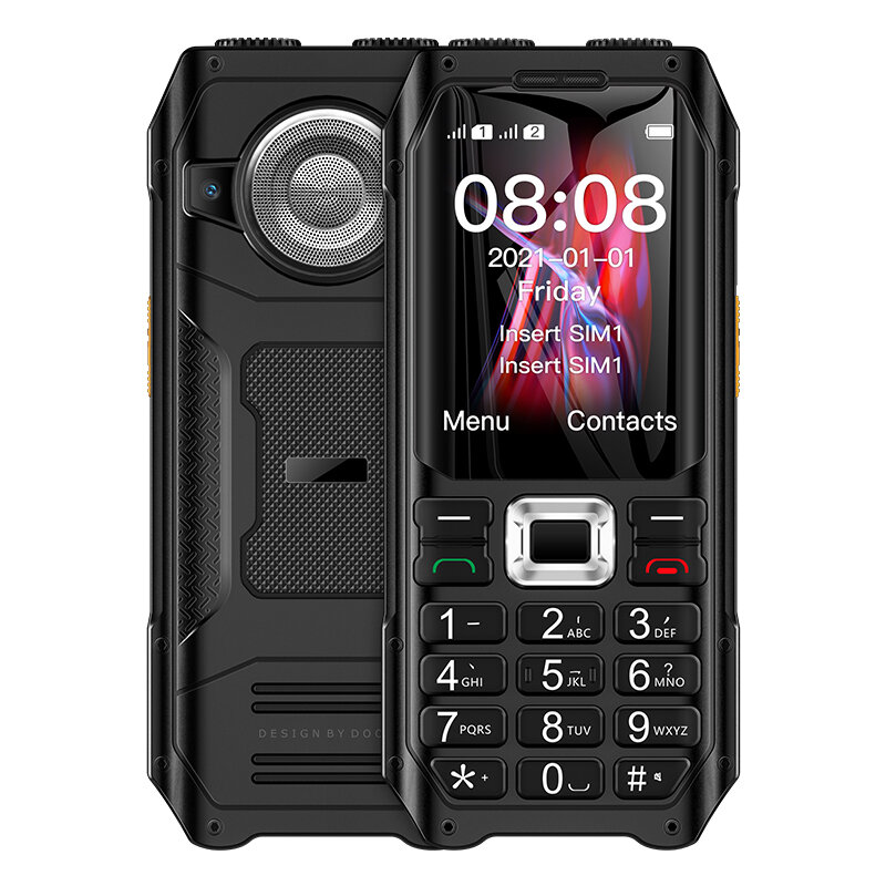 K80 Dubbele zaklamp met grote knop SOS-noodoproep Dual SIM Dual Standby 3-proof mobiele telefoon