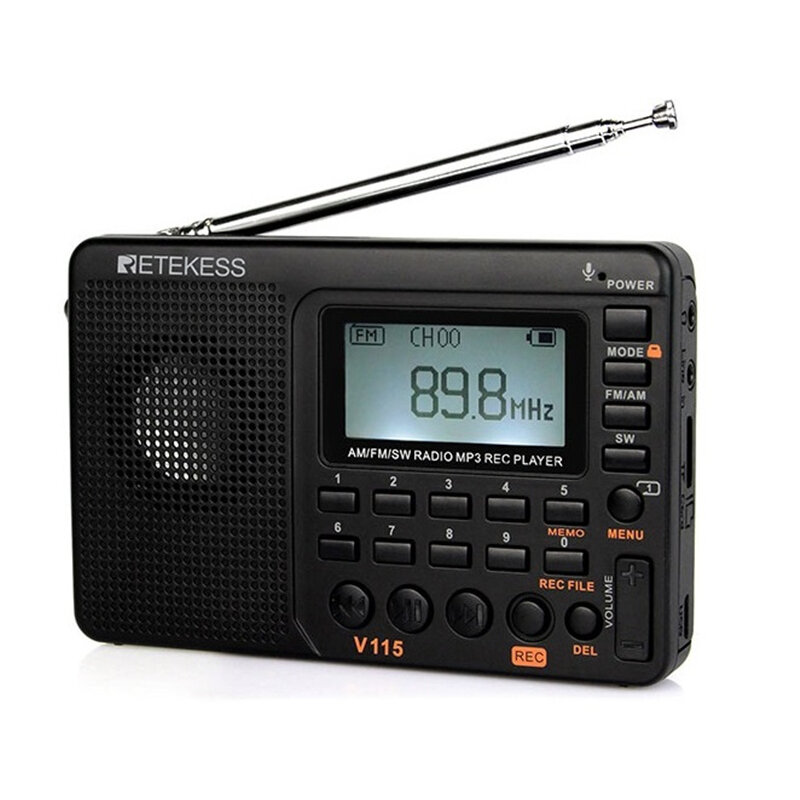 

Retekes V115 Радио FM AM SW Portable Радиоs Аккумуляторная коротковолновая Радио Устройства All Full Waves USB Recorder