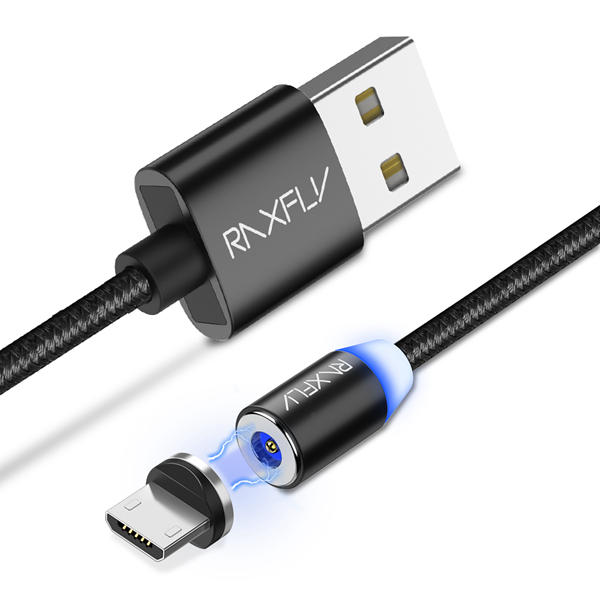 

RAXFLY Micro USB LED Magnetic Braided Charging Cable 1m For 5 Plus Note 4X 5 S7