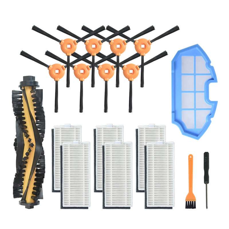 

18pcs Replacements for Ecovacs N79 Vacuum Cleaner Parts Accessories Main Brush*1 Side Brushes*8 HEPA Filters*6 Cleaning
