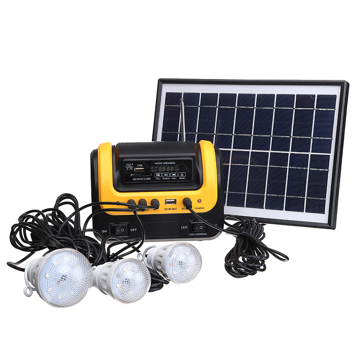 Solar Generator DC Zonne-energie Systeem met Radio MP3 Solar Flashlight Voeding