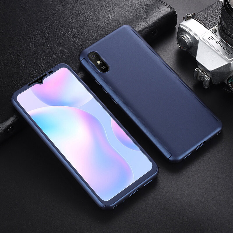 

Bakeey for Xiaomi Redmi 9A Case 3 in 1 Plating 360° Full Cover Frosted Ultra-Thin PC Protective Case with Tempered Glass